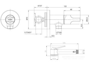 Гигиенический душ Bossini Mono Paloma Brass Mixer Set E34007.030 хром
